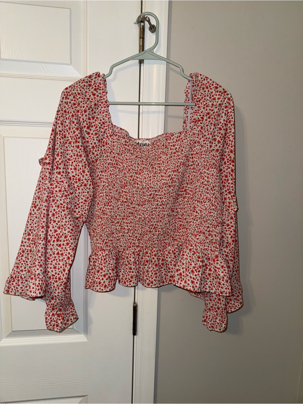 Smocked Floral Peasant Top